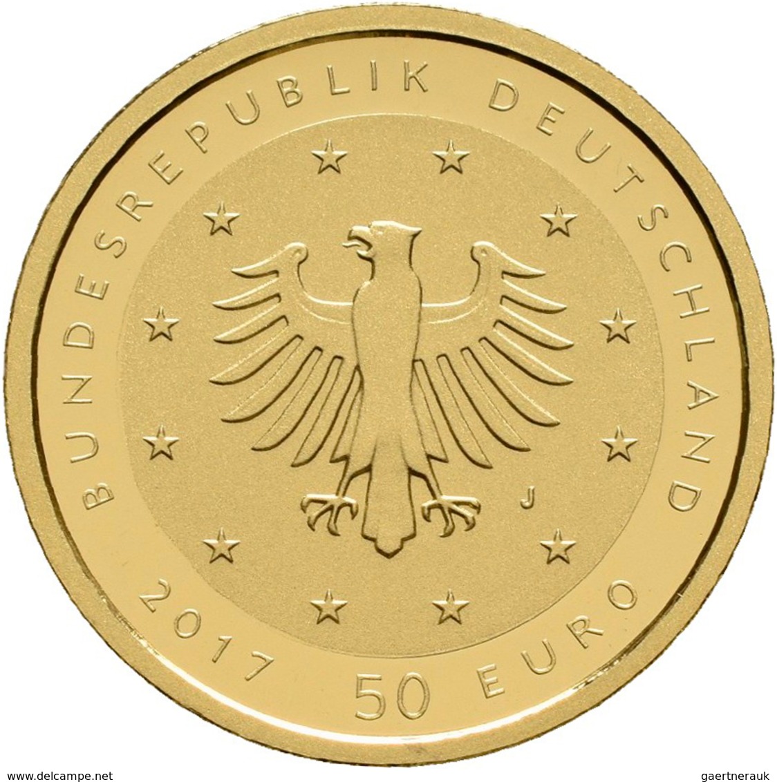 Deutschland - Anlagegold: 5 X 50 Euro 2017 Lutherrose (A,D,F,G,J), In Originalkapsel Und Etui, Mit Z - Deutschland