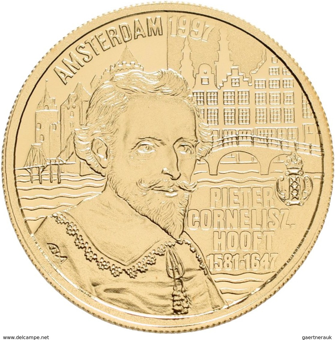 Niederlande - Anlagegold: 100 Euro 1997, P.C. Hoft, Gold 916/1000, 3,494 G, Polierte Platte. - Pays-Bas