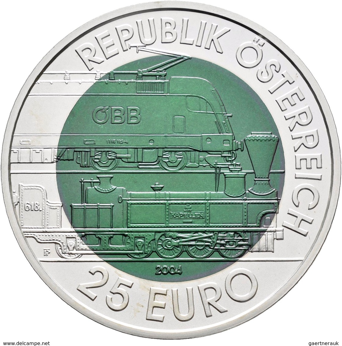 Österreich: 25 Euro 2004 150 Jahre Semmeringbahn. Silber-Niob-Legierung. KM# 3109, In Schachtel, Lei - Oostenrijk