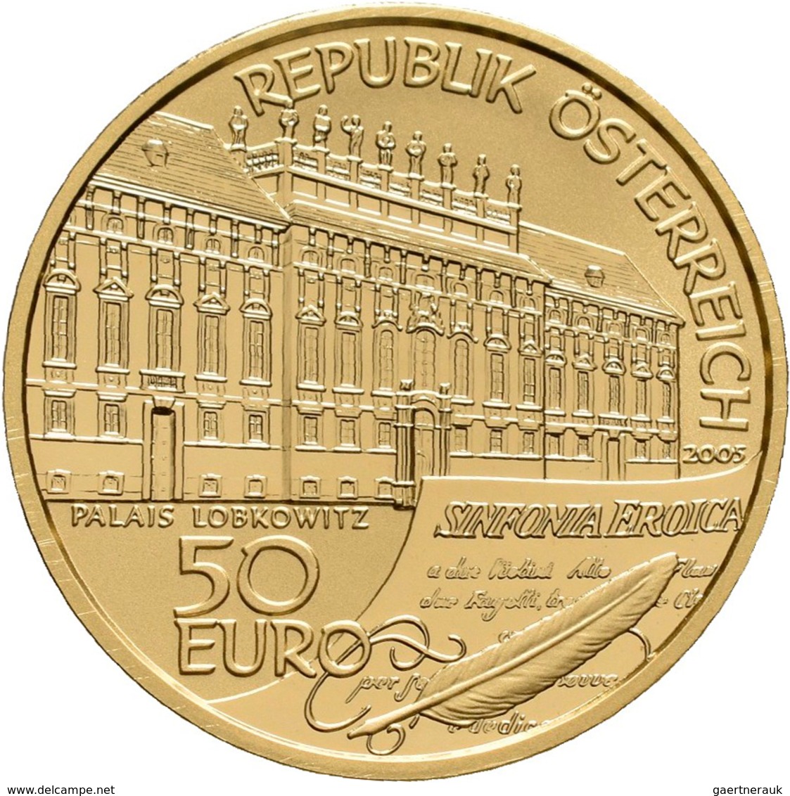 Österreich - Anlagegold: 50 Euro 2005 Grosse Komponisten - Ludwig Van Beethoven. KM# 3118, Fb 943. I - Oostenrijk