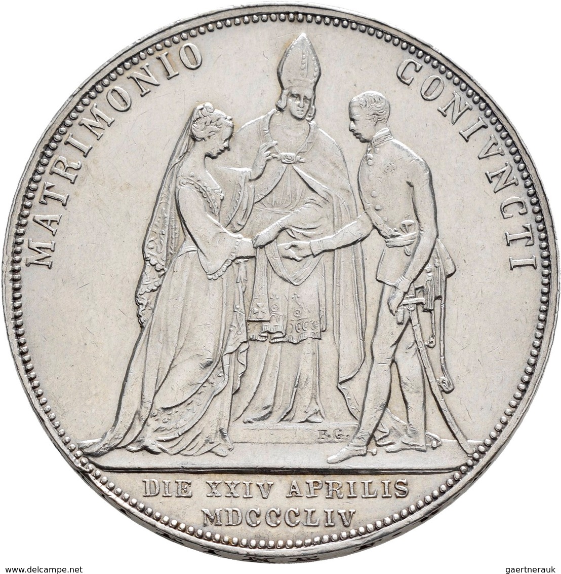 Haus Habsburg: Franz Joseph I. 1848-1916: Taler (2 Gulden) 1854 A, Zur Vermählung. Herinek 882, Jaeg - Andere - Europa