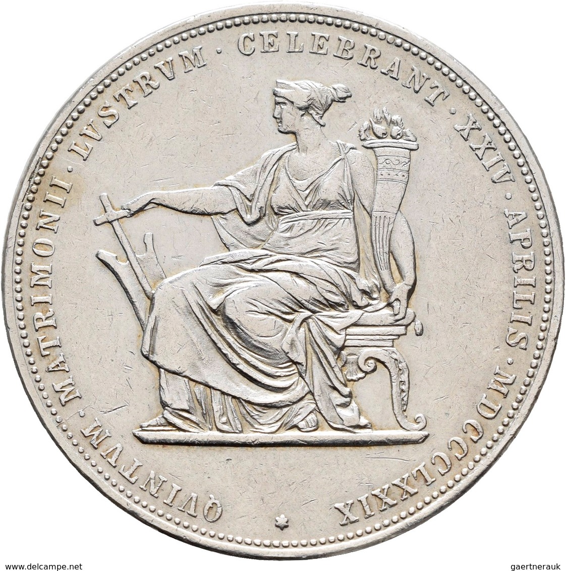 Haus Habsburg: Franz Joseph I. 1848-1916: Doppelgulden 1879 Silberhochzeit. Herinek 824, Jaeger 369, - Autres – Europe