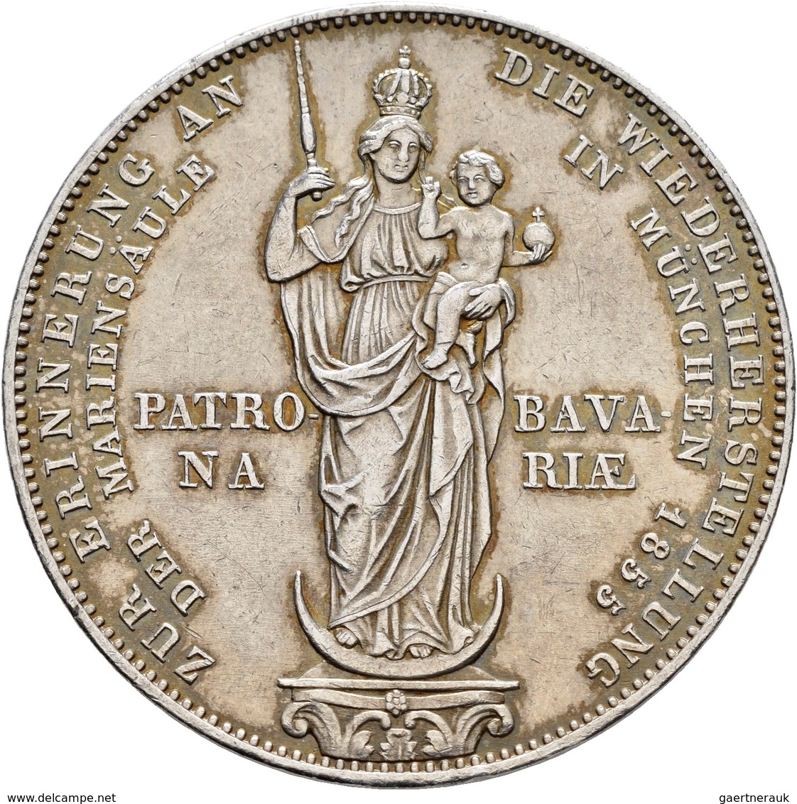 Bayern: Maximilian II. Joseph 1848-1864: Doppelgulden 1855, Mariengulden / Mariensäule, AKS 168, Jae - Sonstige & Ohne Zuordnung