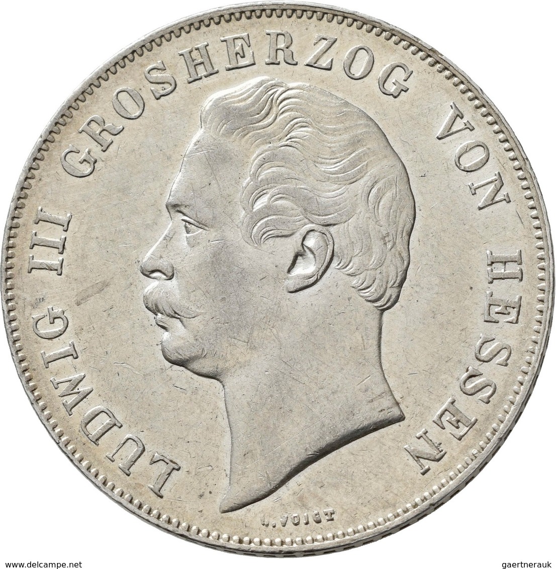 Hessen-Darmstadt: Ludwig III. 1848-1877: Doppelgulden 1855, AKS 121, Jaeger 51, Kratzer, Sehr Schön+ - Sonstige & Ohne Zuordnung