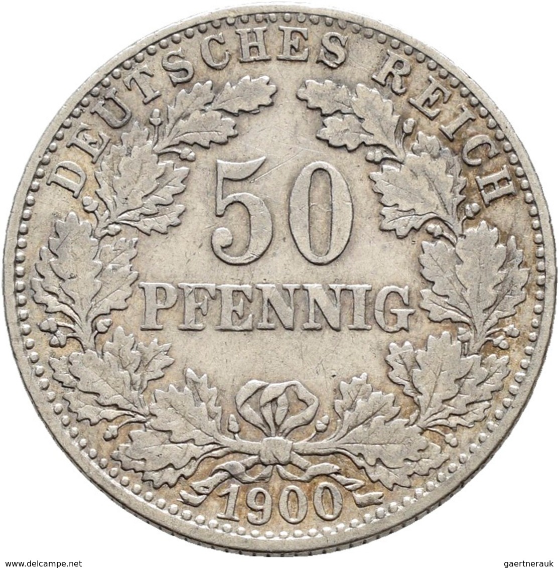 Umlaufmünzen 1 Pf. - 1 Mark: 50 Pfennig 1900 J, Jaeger 15, Sehr Schön. - Taler & Doppeltaler