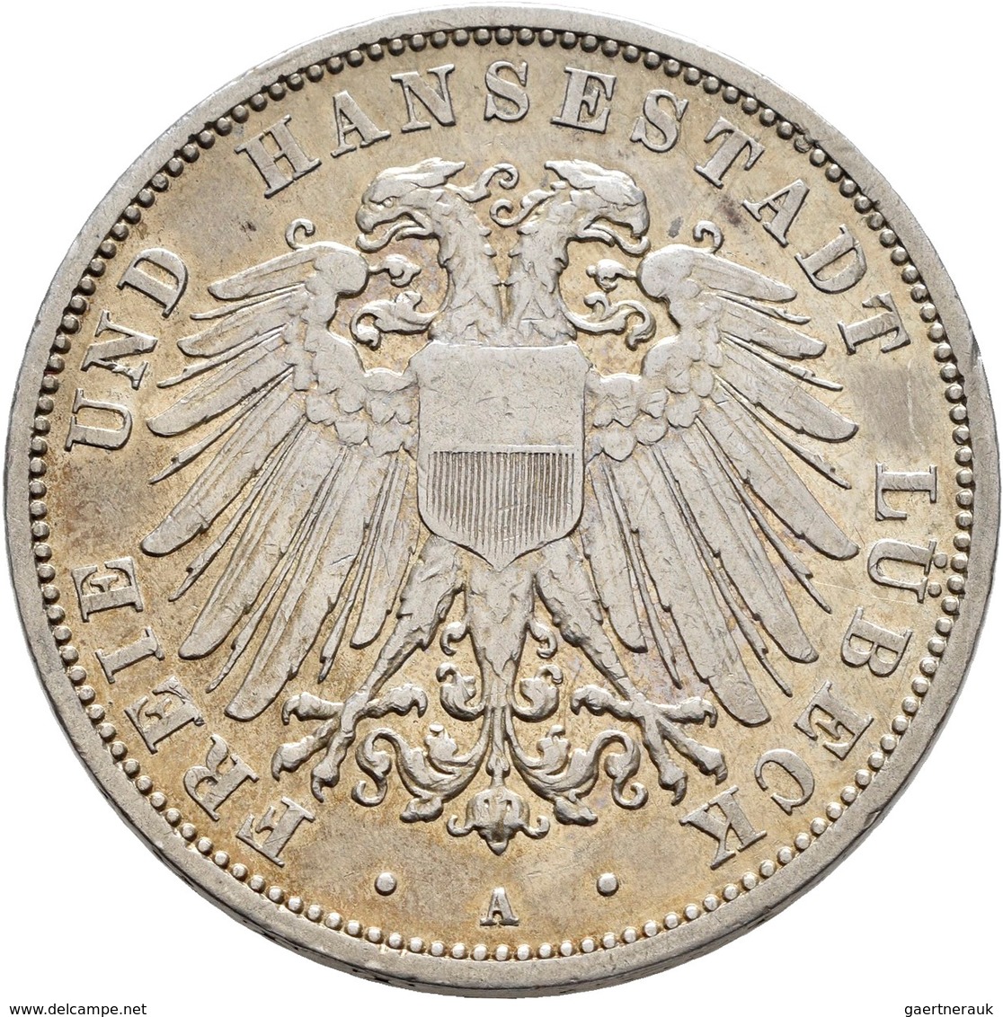 Lübeck: Freie Und Hansestadt, 3 Mark 1909 A, Jaeger 82, Sehr Schön. - Taler & Doppeltaler