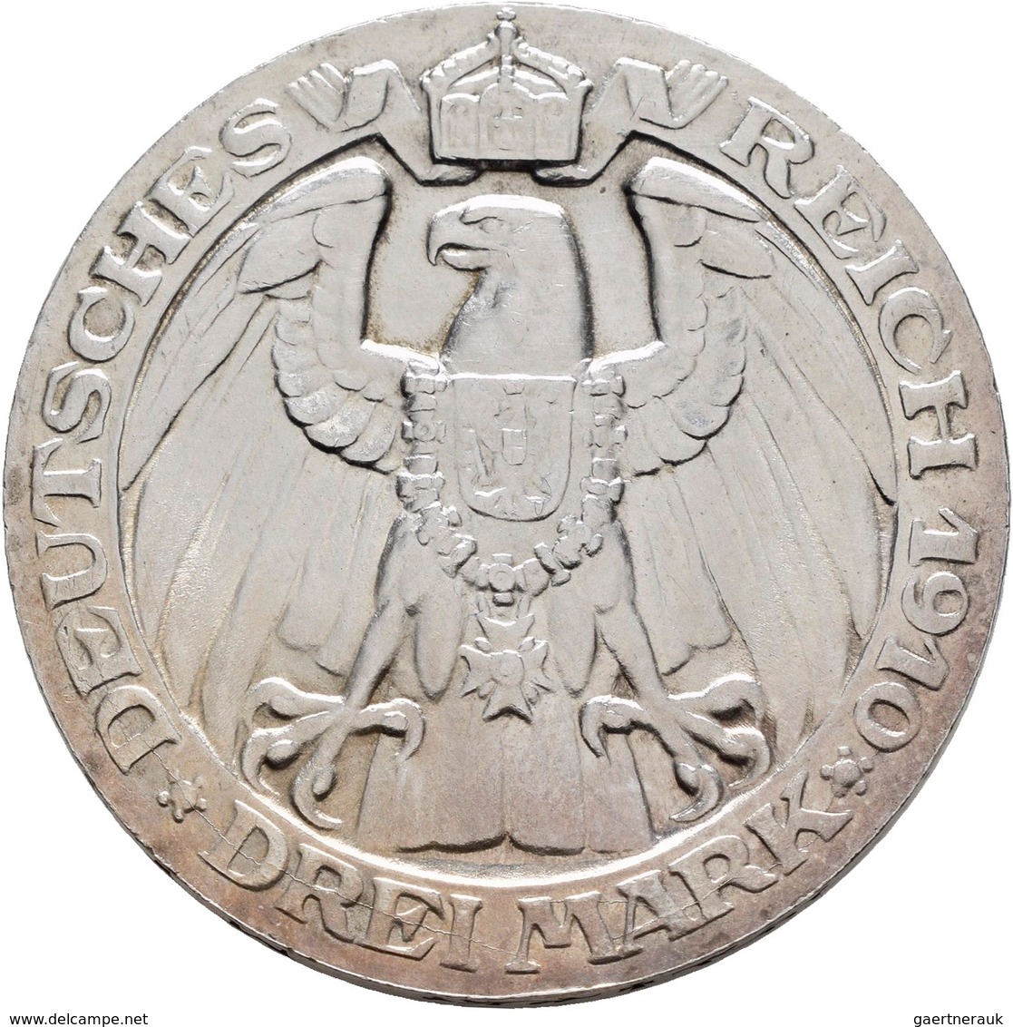 Preußen: Wilhelm II. 1888-1918: 3 Mark 1910 Universität Berlin, Jaeger 107, Vorzüglich. - Taler Et Doppeltaler
