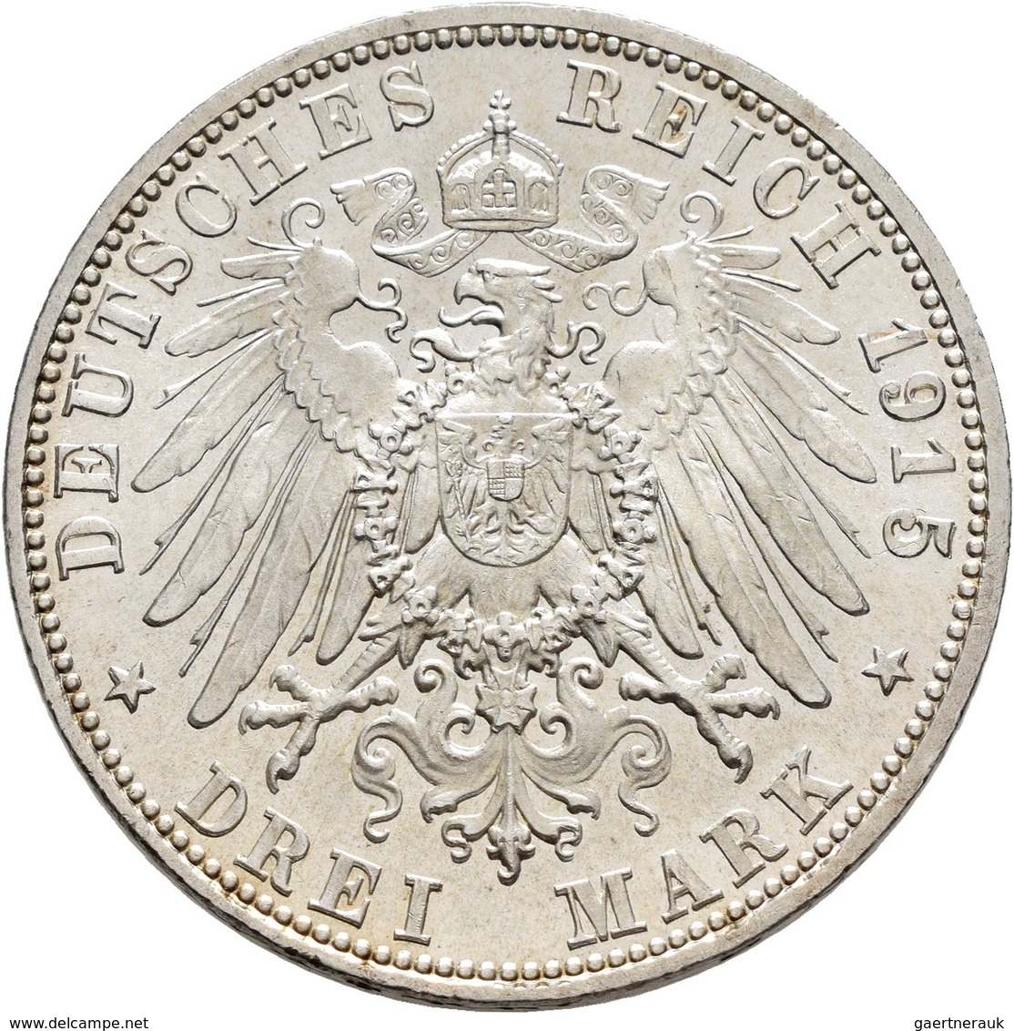 Sachsen-Meiningen: Georg II. 1866-1914: 3 Mark 1915 , Auf Seinen Tod, Jaeger 155, Kleine Kratzer, Vo - Taler En Doppeltaler