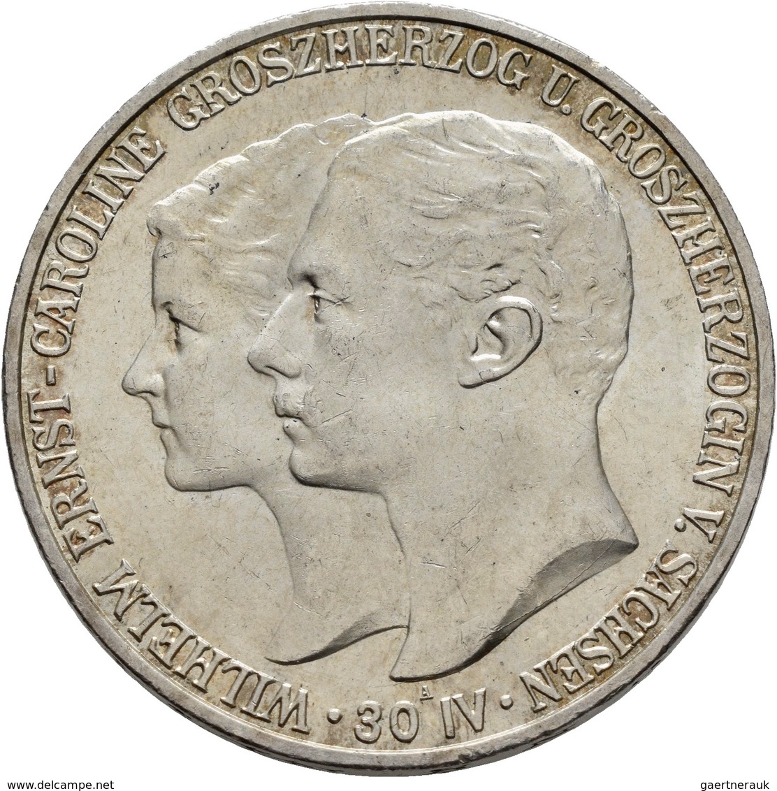 Sachsen-Weimar-Eisenach: Wilhelm Ernst 1901-1918: 5 Mark 1903 A, Auf Die Hochzeit, Jaeger 159, Feine - Taler Et Doppeltaler