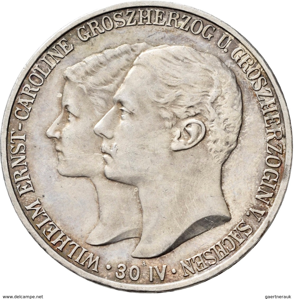 Sachsen-Weimar-Eisenach: Wilhelm Ernst 1901-1918: 5 Mark 1903 A, Auf Die Hochzeit, Jaeger 159, Vorzü - Taler Et Doppeltaler