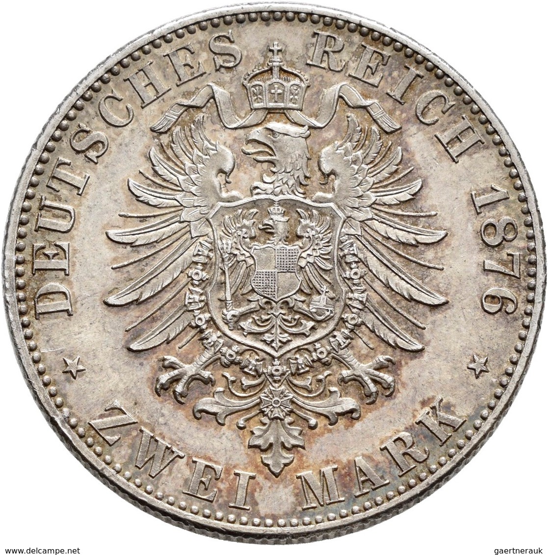 Württemberg: Karl 1864-1891: 2 Mark 1876 F, Jaeger 172, Selten In Dieser Erhaltung, Prachtexemplar, - Taler & Doppeltaler