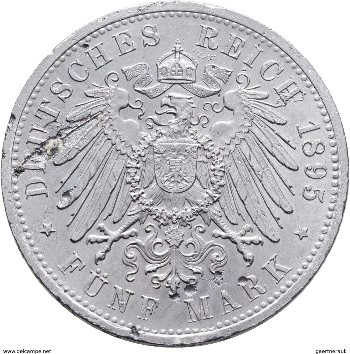 Württemberg: Aluminiumprobe - Zwei Rückseiten Einer 5 Mark Münze 1876/1895; 38 Mm, 5,96 G, Aus Dem B - Taler & Doppeltaler