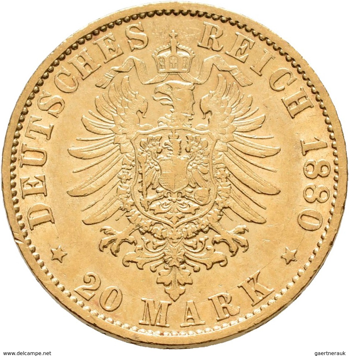 Hamburg: Freie Und Hansestadt: 20 Mark 1880 J, Jaeger 210, 7,93 G, Gold 900/1000, Sehr Schön. - Pièces De Monnaie D'or