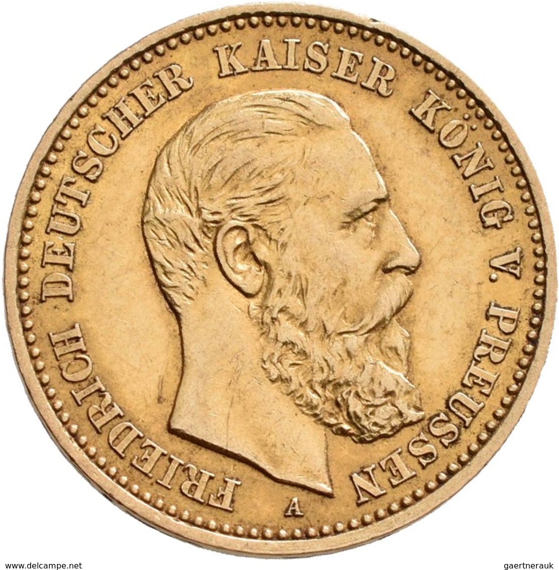 Preußen: Friedrich III. 1888: 10 Mark 1888 A, Jaeger 247, 3,96 G, 900/1000 Gold, Sehr Schön. - Gouden Munten