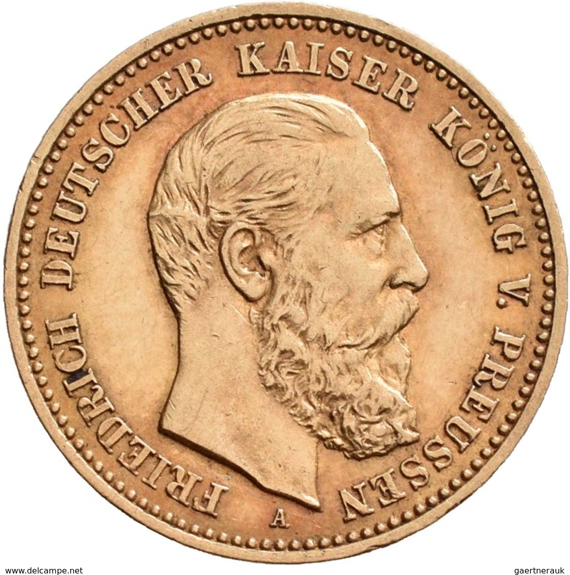 Preußen: Friedrich III. 1888: 10 Mark 1888 A, Jaeger 247, 3,97 G, 900/1000 Gold, Sehr Schön. - Pièces De Monnaie D'or