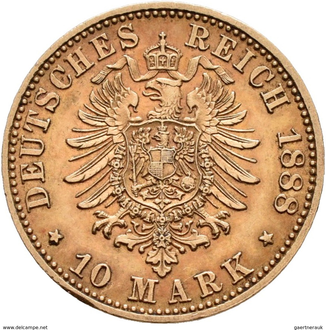 Preußen: Friedrich III. 1888: 10 Mark 1888 A, Jaeger 247, 3,97 G, 900/1000 Gold, Sehr Schön. - Goldmünzen