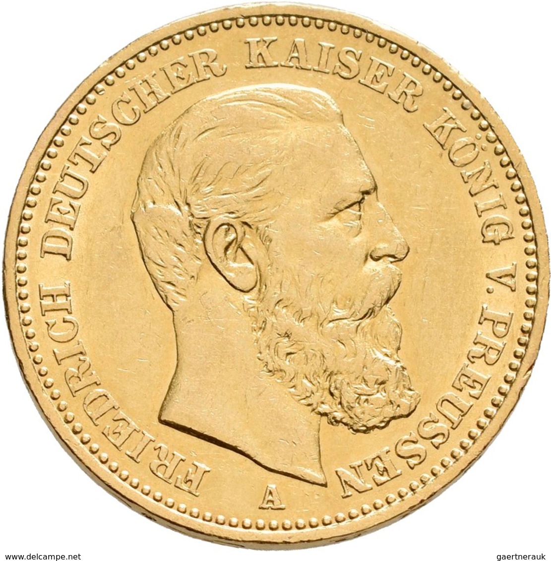 Preußen: Friedrich III. 1888: 20 Mark 1888 A, Jaeger 248, Gold 900/1000, 7,94 G, Kl. Kratzer, Sehr S - Gouden Munten