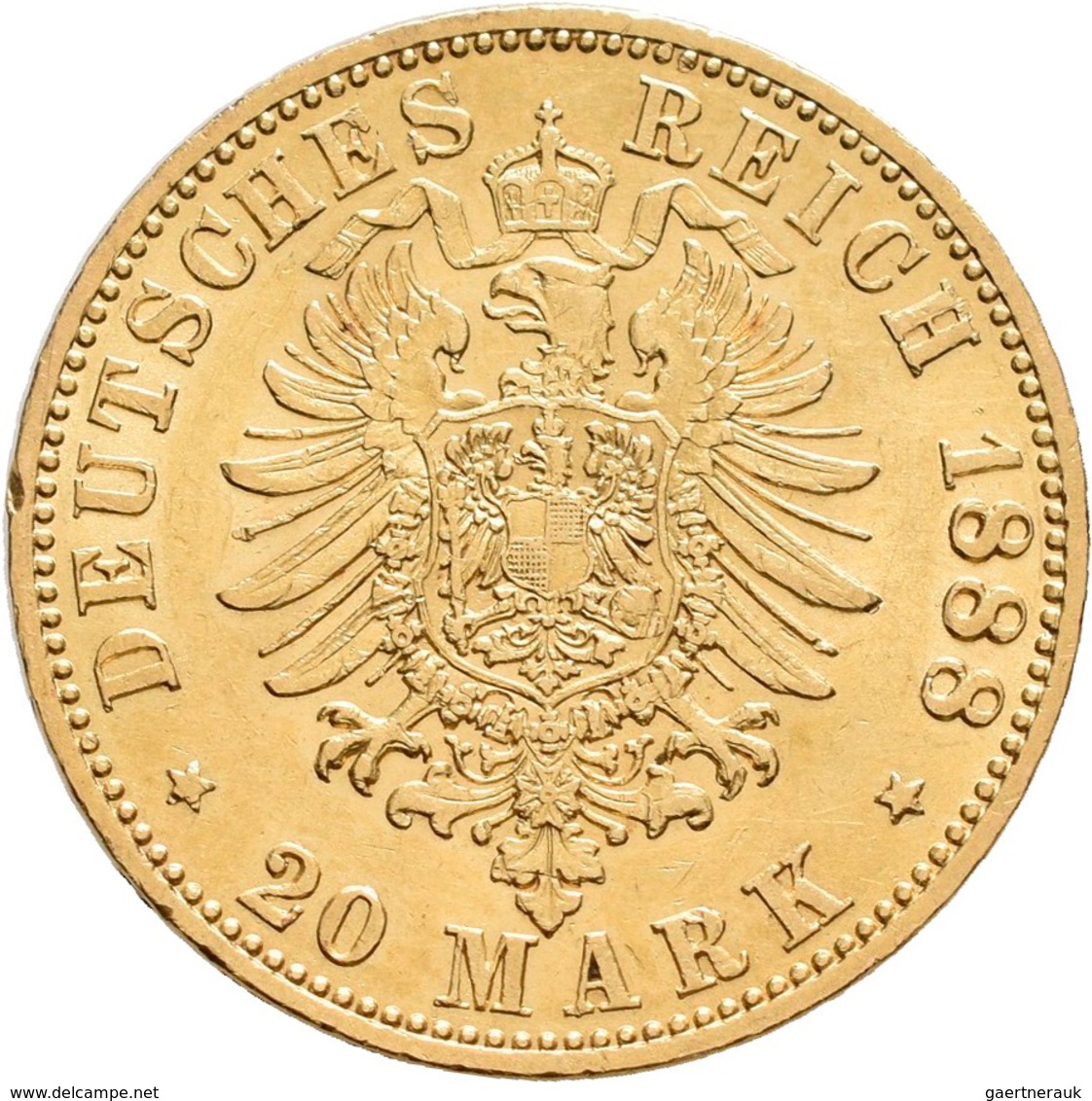 Preußen: Friedrich III. 1888: 20 Mark 1888 A, Jaeger 248, Gold 900/1000, 7,94 G, Kl. Kratzer, Sehr S - Gouden Munten