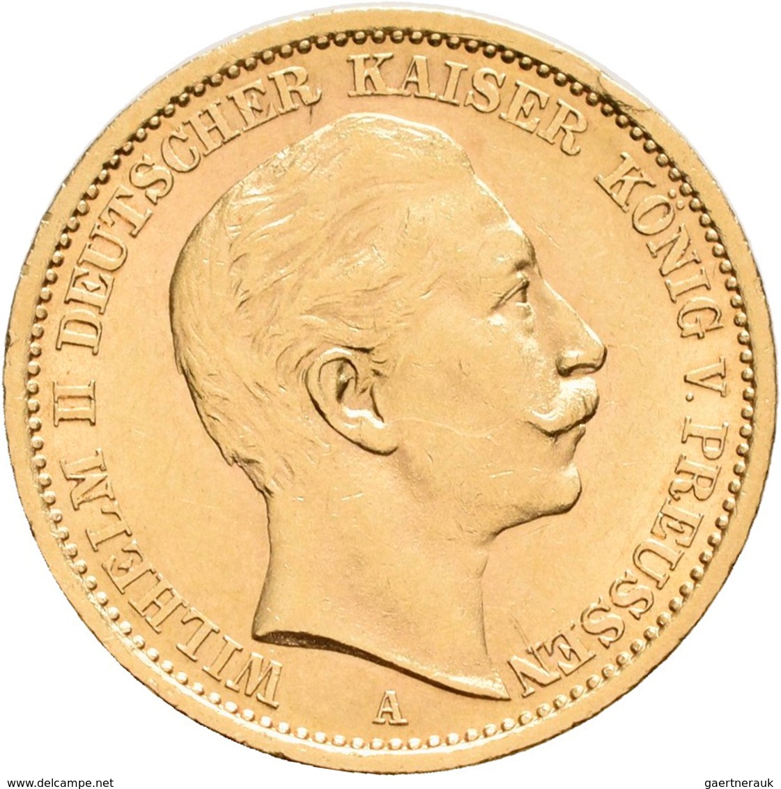 Preußen: Wilhelm II. 1888-1918: 20 Mark 1906 A, Jaeger 252, Gold 900/1000, 7,96 G, Kratzer, Sehr Sch - Pièces De Monnaie D'or