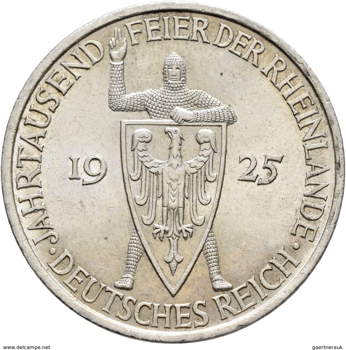 Weimarer Republik: Lot 2 Münzen: 3 Reichsmark 1925 A, Rheinlande, Jaeger 321, Sehr Schön + 5 Reichsm - Andere & Zonder Classificatie