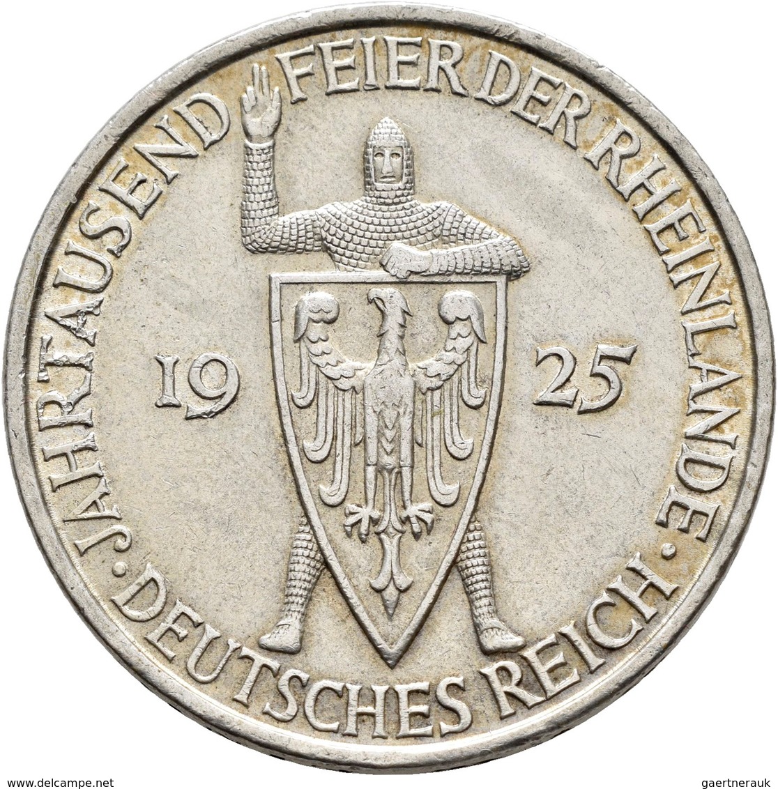 Weimarer Republik: Lot 2 Stück; 5 Reichsmark 1925 D Und 3 Reichsmark 1925 A, Rheinlande, Jaeger 321, - Autres & Non Classés