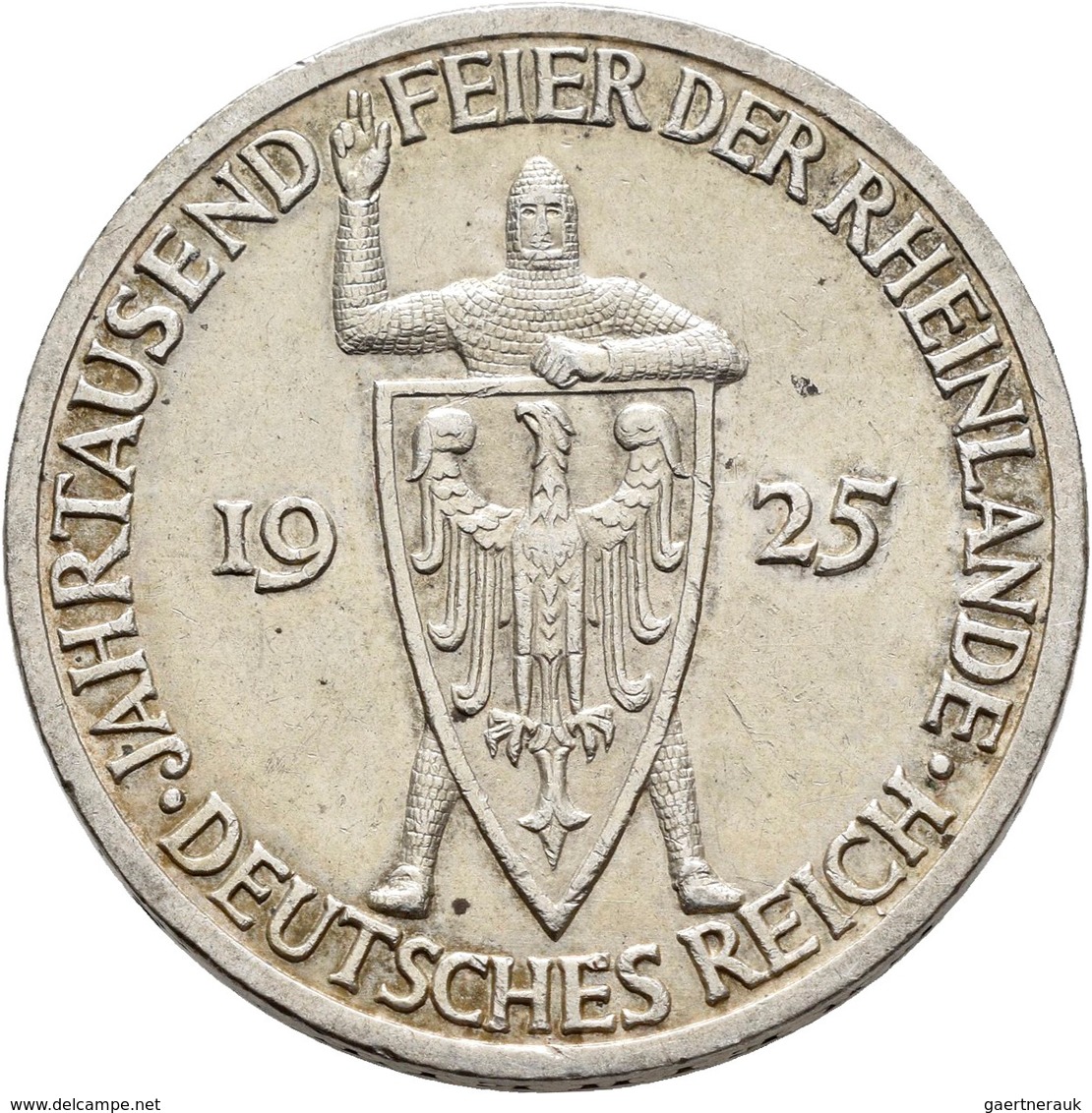 Weimarer Republik: Lot 2 Stück; 5 Reichsmark 1925 D Und 3 Reichsmark 1925 A, Rheinlande, Jaeger 321, - Andere & Zonder Classificatie