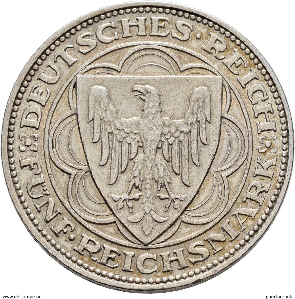 Weimarer Republik: 5 Reichsmark 1927 A, Bremerhaven, Jaeger 326, Kratzer, Sehr Schön-vorzüglich. - Andere & Zonder Classificatie