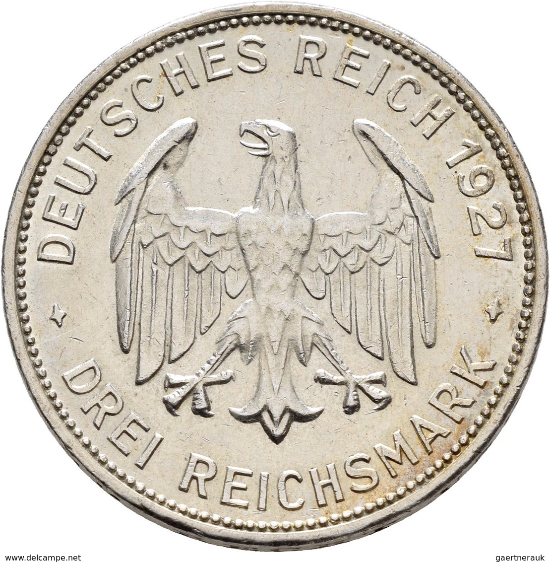 Weimarer Republik: 3 Reichsmark 1927 F, Universität Tübingen, Jaeger 328, Kratzer, Sehr Schön. - Sonstige & Ohne Zuordnung