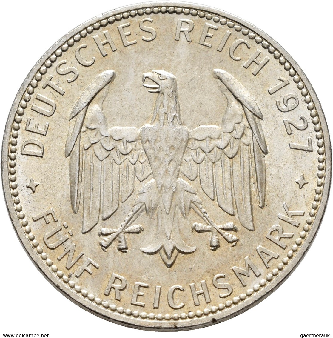 Weimarer Republik: 5 Reichsmark 1927 F, Universität Tübingen, Jaeger 329, Kl. Kratzer, Sonst Vorzügl - Andere & Zonder Classificatie