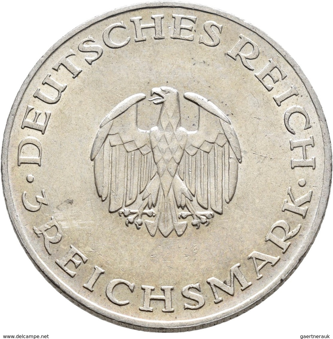 Weimarer Republik: Lot 2 Münzen: 3 Reichsmark 1929 A, Lessing, Jaeger 335, Sehr Schön + 5 Reichsmark - Andere & Zonder Classificatie