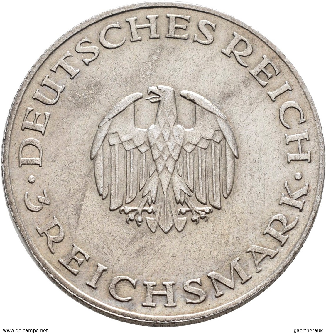Weimarer Republik: 5 Reichsmark 1929 G, Lessing, Jaeger 336, + 3 Reichsmark 1929 A, Lessing, Jaeger - Andere & Zonder Classificatie