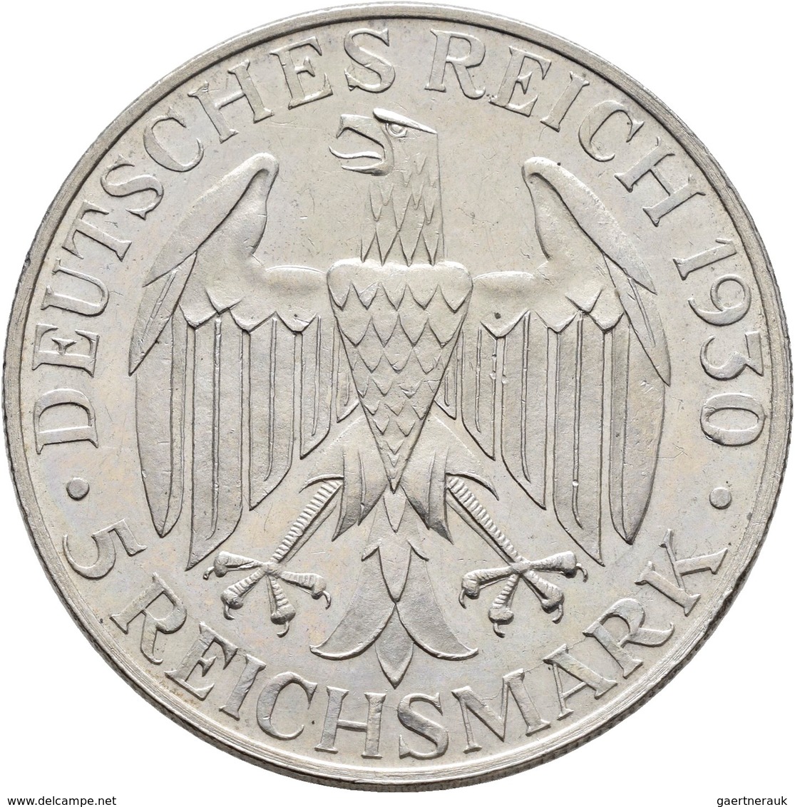 Weimarer Republik: 5 Reichsmark 1930 G, Zeppelin, Jaeger 343, Feine Kratzer, Sehr Schön - Vorzüglich - Andere & Zonder Classificatie