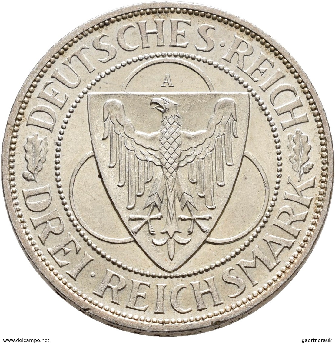 Weimarer Republik: 5 Reichsmark 1930 G (nur 37.000 Exemplare) Und 3 Reichsmark A, Rheinlandräumung, - Autres & Non Classés