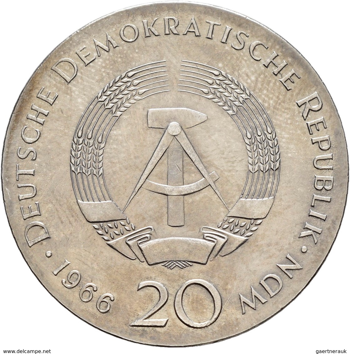 DDR: 20 Mark 1966, Gottfried Wilhelm Leibniz, Jaeger 1518, Stempelglanz. - Andere & Zonder Classificatie