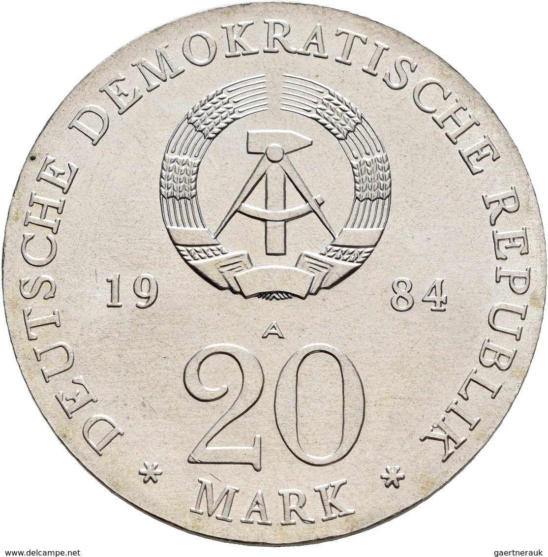 DDR: 20 Mark 1984, Händel, Jaeger 1595, Feine Kratzer, Vorzüglich. - Andere & Zonder Classificatie