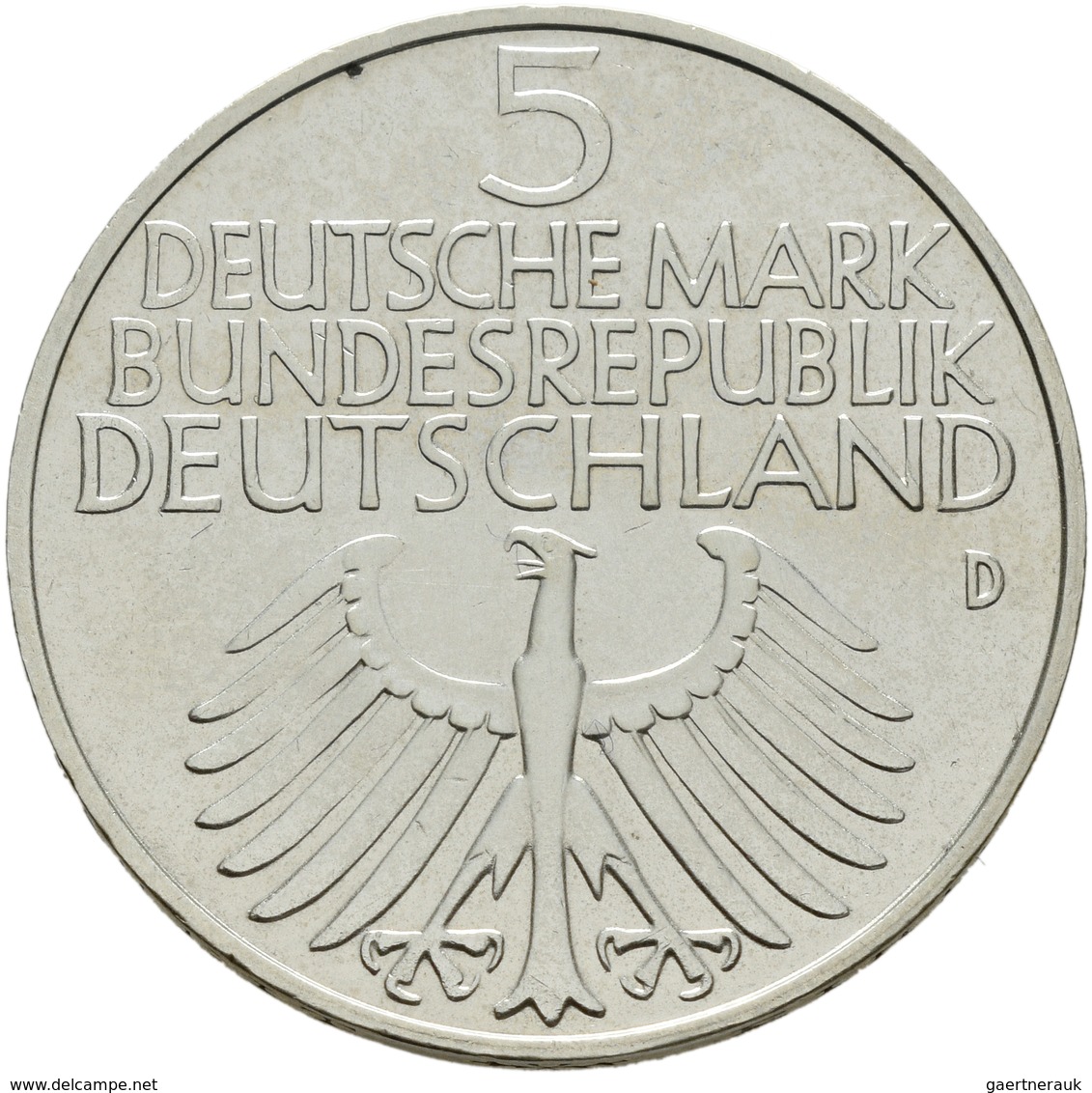 Bundesrepublik Deutschland 1948-2001: 5 DM 1952 D, Germanisches Museum, Jaeger 388, Feine Kratzer, F - Andere & Zonder Classificatie