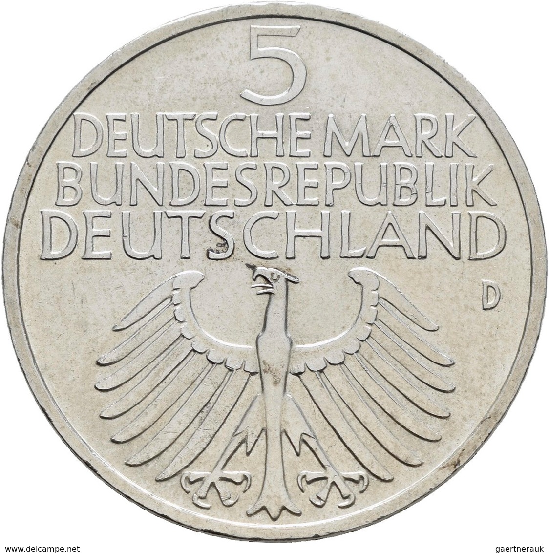 Bundesrepublik Deutschland 1948-2001: 5 DM 1952 D, Germanisches Museum, Jaeger 388, Feine Kratzer, S - Andere & Zonder Classificatie