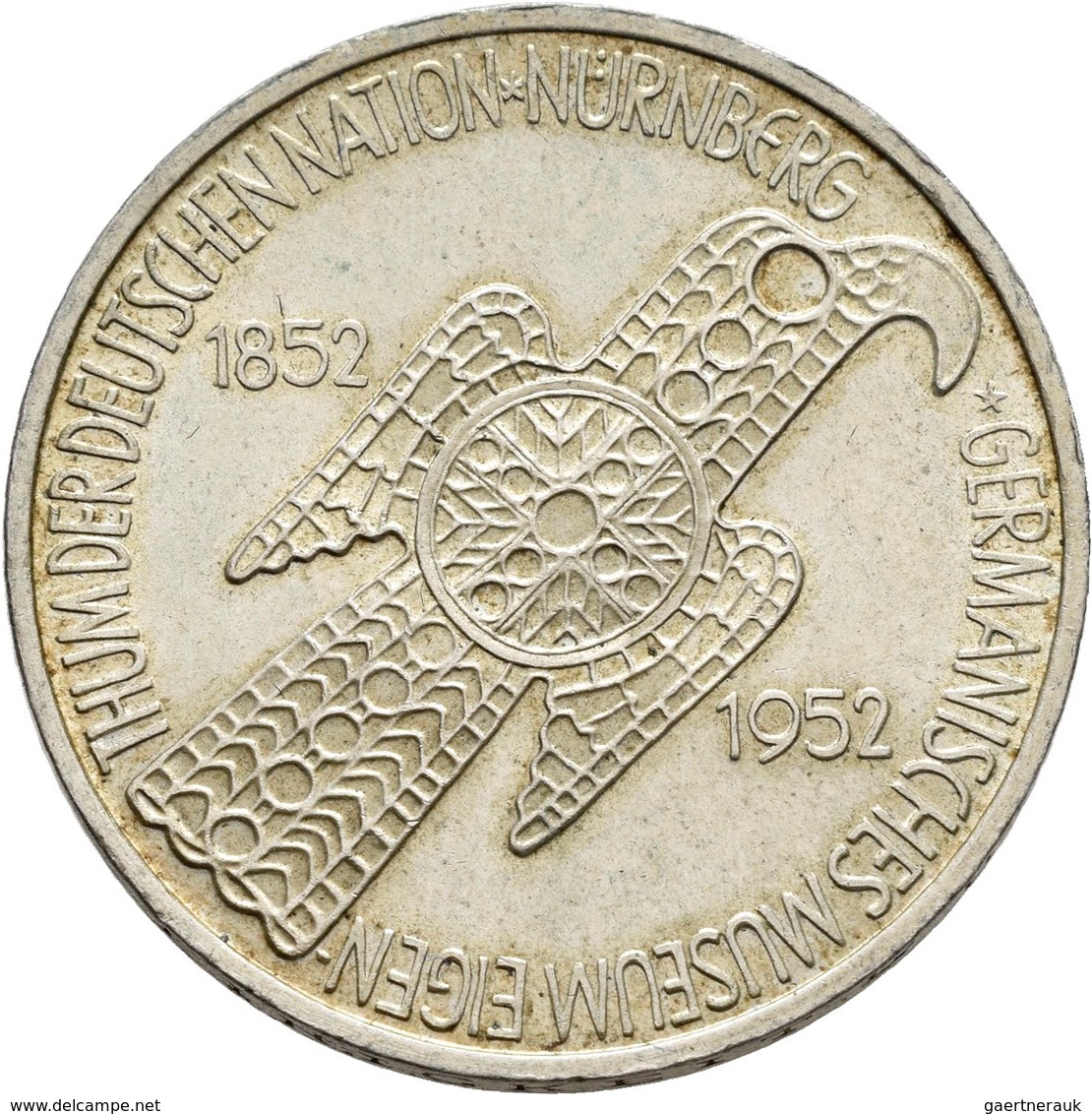 Bundesrepublik Deutschland 1948-2001: 5 DM 1952 D, Germanisches Museum, Jaeger 388, Kratzer, Sehr Sc - Autres & Non Classés