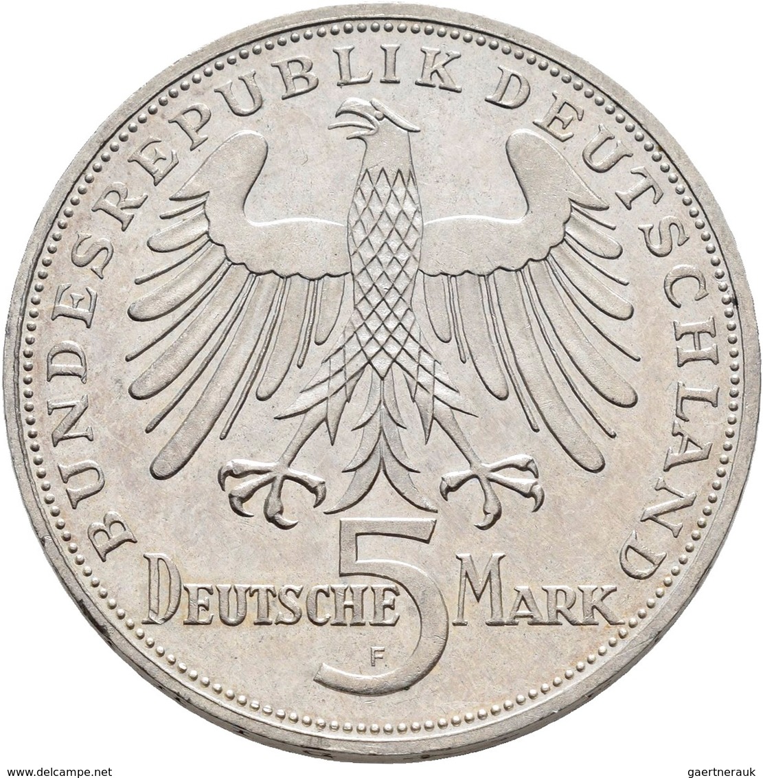 Bundesrepublik Deutschland 1948-2001: 5 DM 1955 F, Friedrich Schiller, Jaeger 389, Feine Kratzer, Se - Sonstige & Ohne Zuordnung