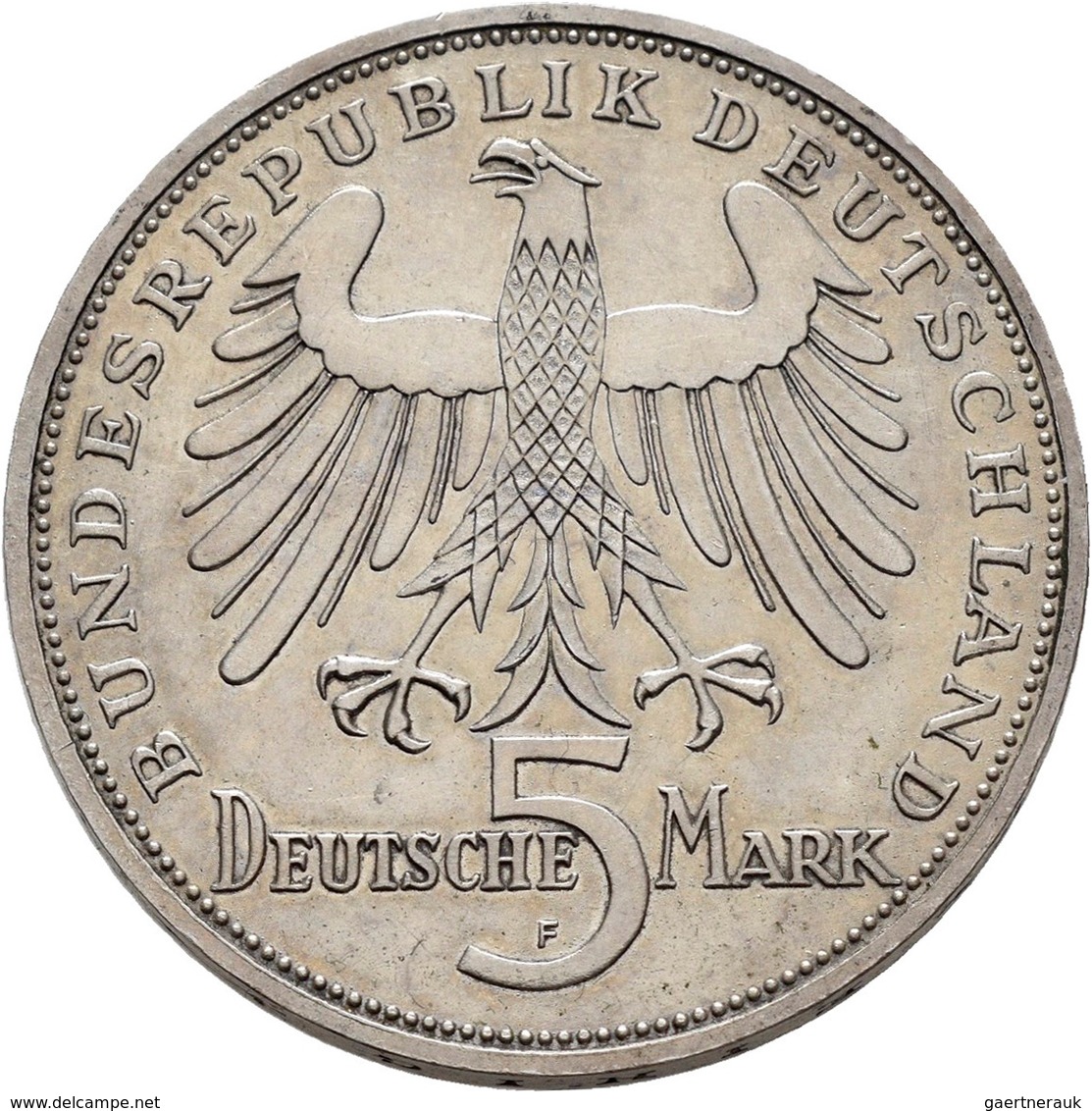 Bundesrepublik Deutschland 1948-2001: 5 DM 1955 F, Friedrich Schiller, Jaeger 389, Feine Kratzer, So - Andere & Zonder Classificatie