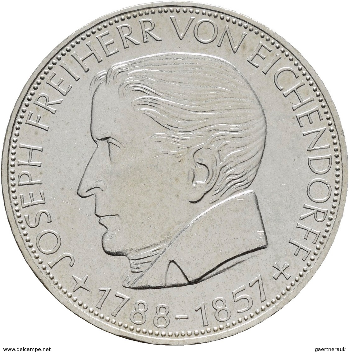 Bundesrepublik Deutschland 1948-2001: 5 DM 1957 J, Freiherr Von Eichendorff, Jaeger 391, Kleine Krat - Andere & Zonder Classificatie