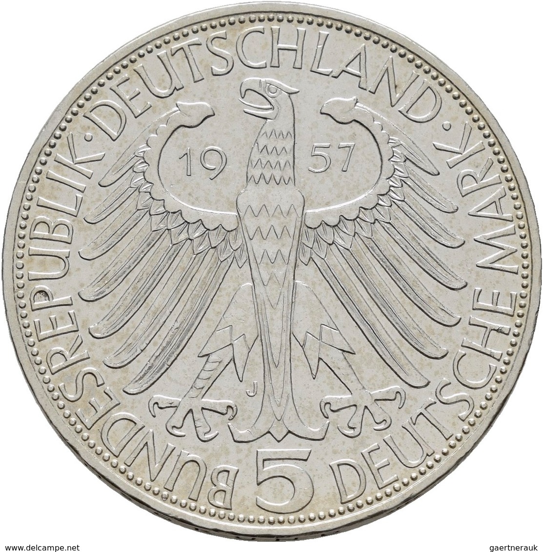 Bundesrepublik Deutschland 1948-2001: 5 DM 1957 J, Freiherr Von Eichendorff, Jaeger 391, Kleine Krat - Andere & Zonder Classificatie