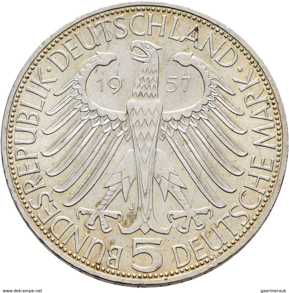 Bundesrepublik Deutschland 1948-2001: 5 DM 1957 J, Freiherr Von Eichendorff, Jaeger 391, Kleine Krat - Andere & Zonder Classificatie