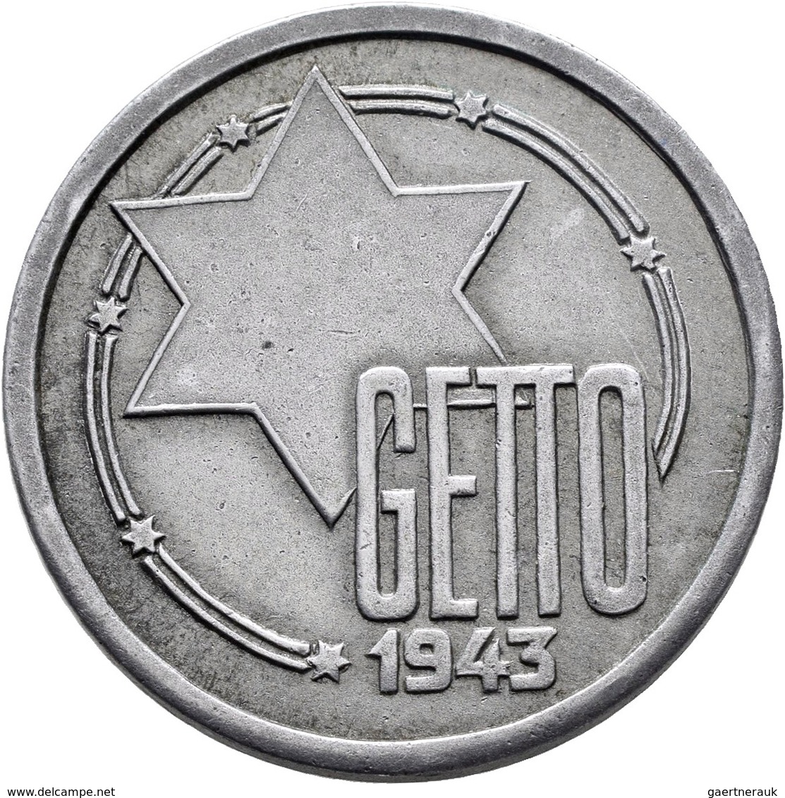 Kolonien Und Nebengebiete: Ghetto Litzmannstadt / Lodz: Quittung über 10 Mark 1943, 3,35 G (Aluminiu - Sonstige & Ohne Zuordnung