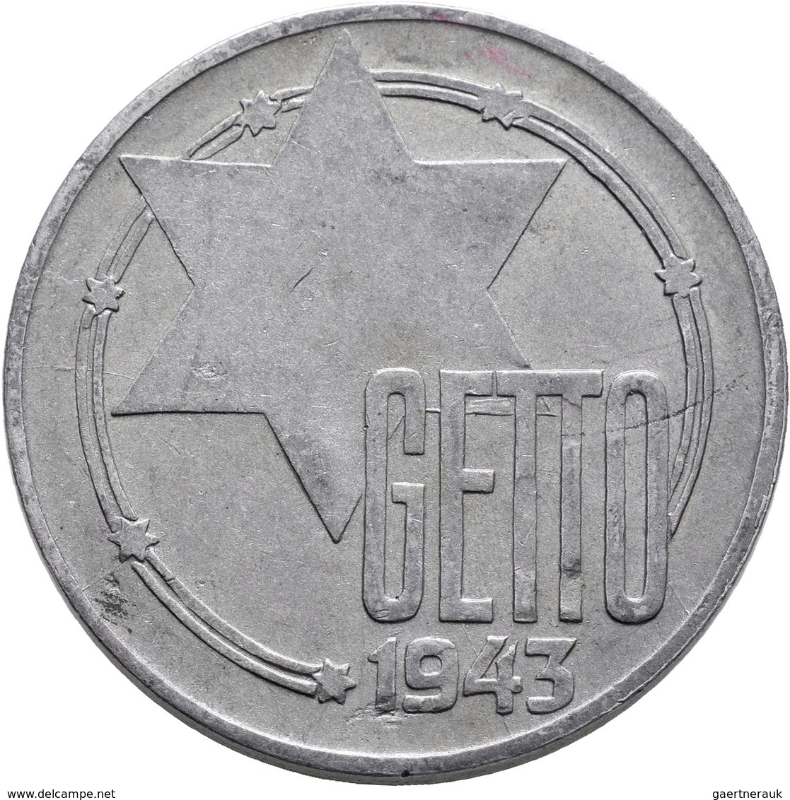 Kolonien Und Nebengebiete: Ghetto Litzmannstadt / Lodz: Quittung über 20 Mark 1943, 6,85 G (Aluminiu - Autres & Non Classés