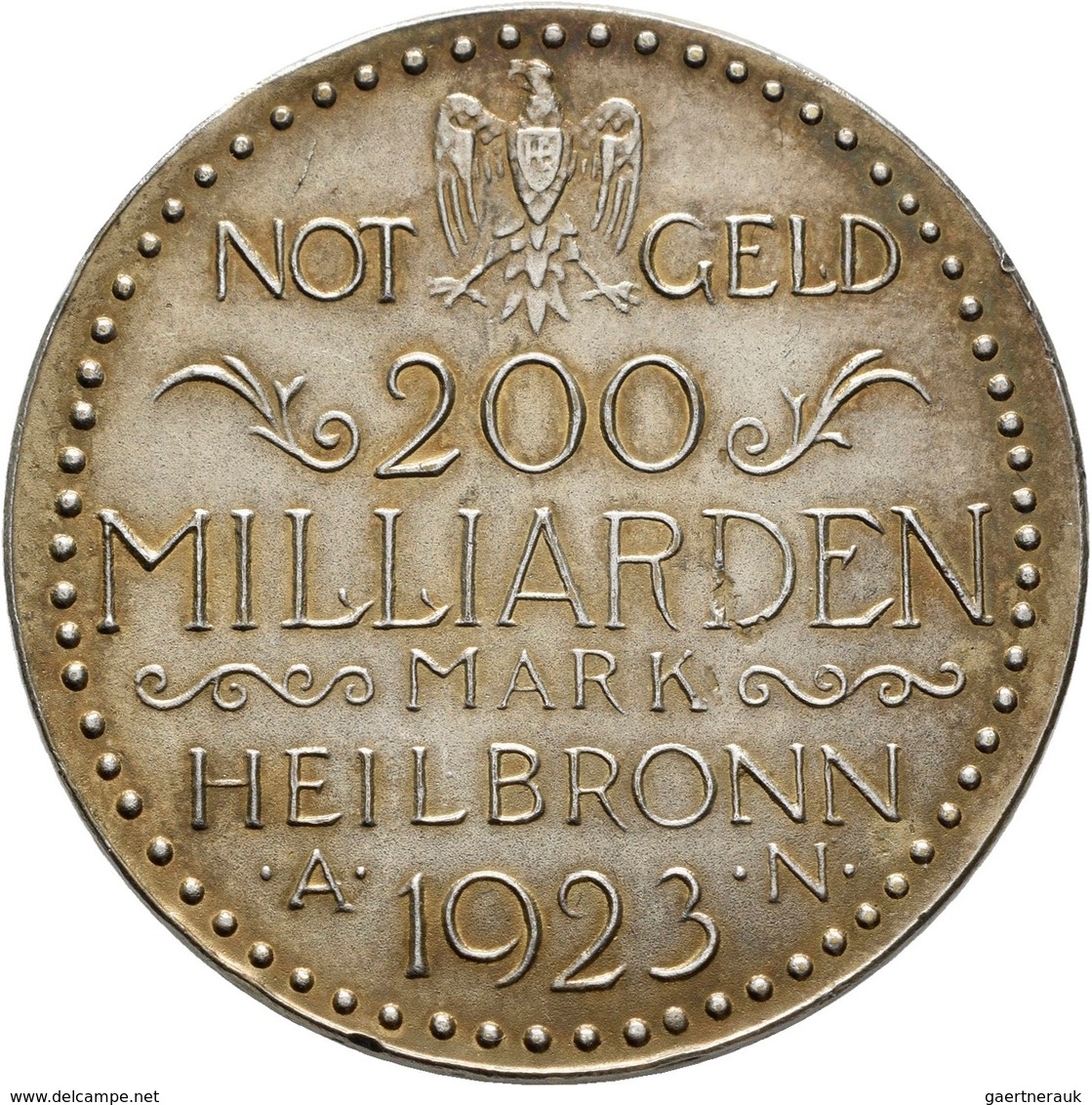 Kolonien Und Nebengebiete: NOTGELD, Lot 2 Münzen: 200 Milliarden Mark 1923 Heilbronn, Dazu 10.000 Ma - Autres & Non Classés