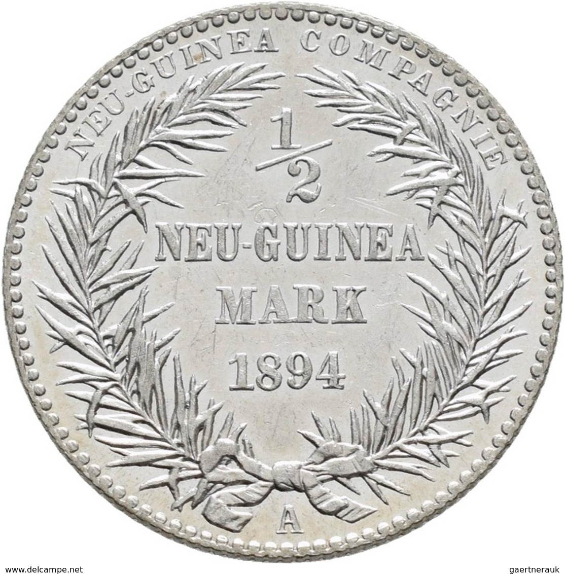 Deutsch-Neuguinea: ½ Neu-Guinea Mark 1894 A, 2,83 G, Auflage 20.070 Exemplare, Jaeger 704, Feine Kra - Deutsch-Neuguinea