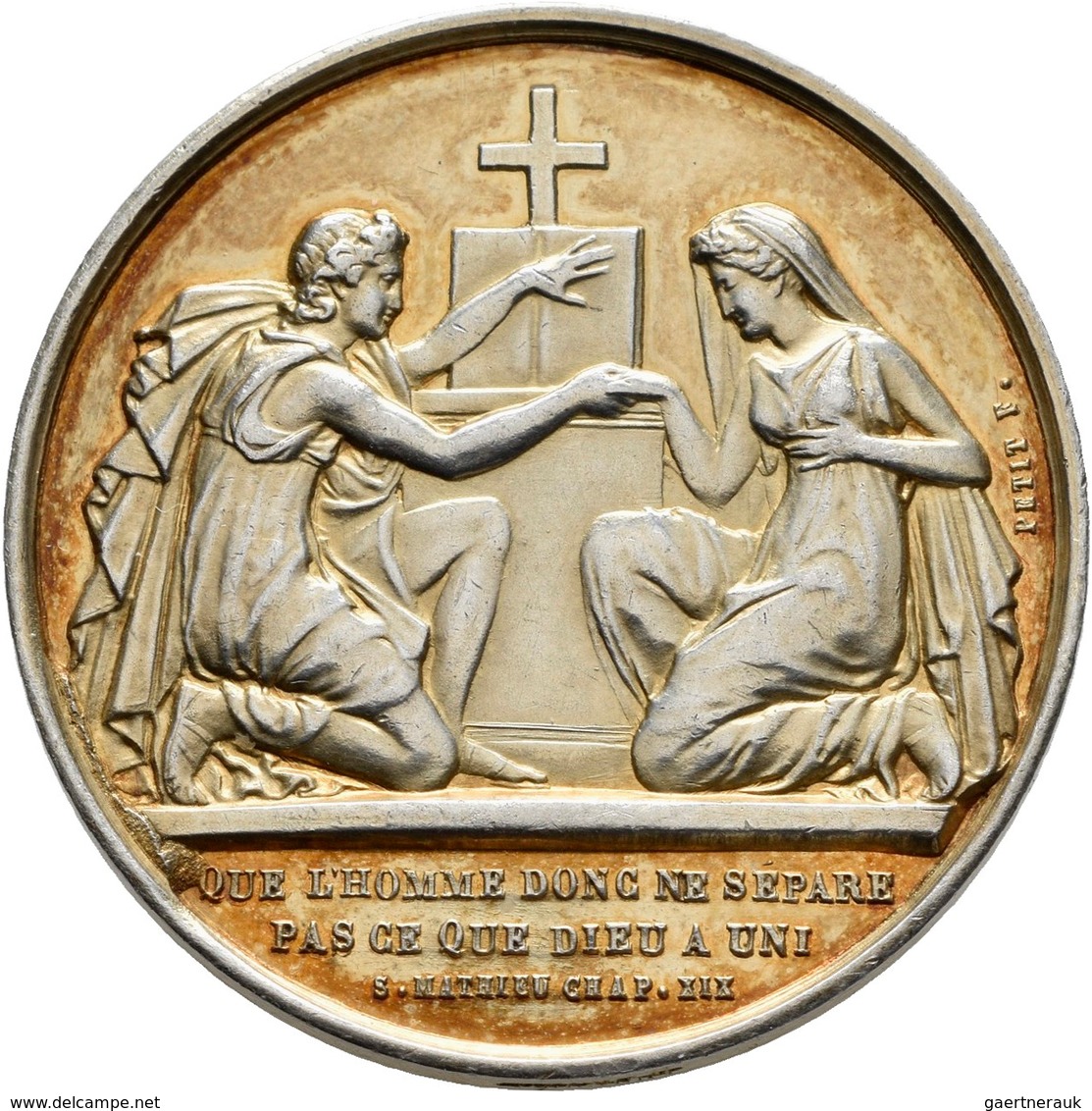 Medaillen Alle Welt: Frankreich: Silbermedaille O.J. (Gravur 1858), Von Petit, Auf Die Ehe, Randpunz - Ohne Zuordnung