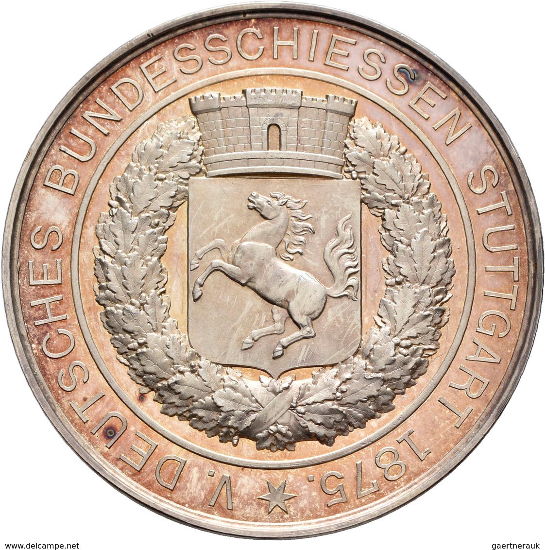 Medaillen Deutschland: 5. Deutsches Bundes-Schießen 1875 In Stuttgart: Lot 2 Medaillen; Silbermedail - Andere & Zonder Classificatie