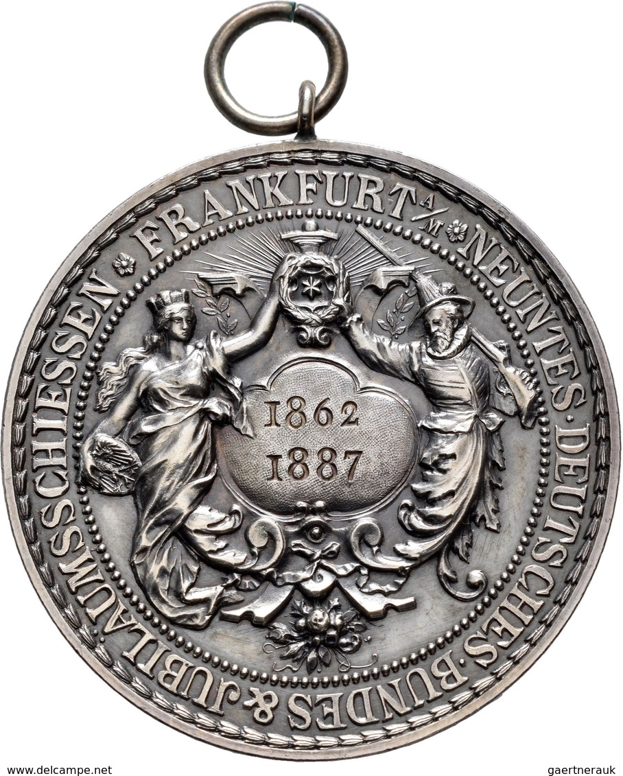 Medaillen Deutschland: 9. Deutsches Bundes-Schießen 1887 In Frankfurt A.M.: Lot 6 Medaillen; Silberm - Sonstige & Ohne Zuordnung